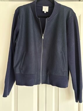 Sioni Navy Zip-Up Sweater Jacket